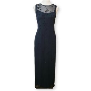 SOLD Vintage City Triangle Prom Maxi Dress Y2K Navy Blue Sparkly Glitter Sheer